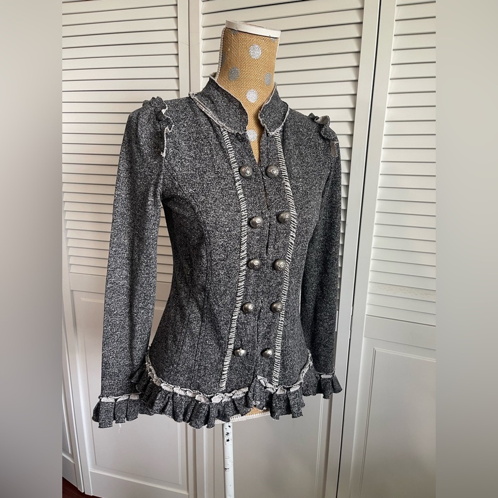 Daytrip ruffle clasp closed front bell sleeve sweater cardigan coat - Picture 2 of 5